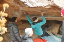 Bouldering in Hueco Tanks on 01/02/2020 with Blue Lizard Climbing and Yoga

Filename: SRM_20200102_1204530.jpg
Aperture: f/2.8
Shutter Speed: 1/250
Body: Canon EOS-1D Mark II
Lens: Canon EF 50mm f/1.8 II