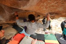 Bouldering in Hueco Tanks on 01/02/2020 with Blue Lizard Climbing and Yoga

Filename: SRM_20200102_1233240.jpg
Aperture: f/4.5
Shutter Speed: 1/250
Body: Canon EOS-1D Mark II
Lens: Canon EF 16-35mm f/2.8 L