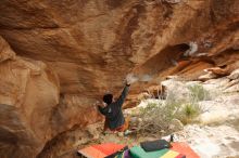 Bouldering in Hueco Tanks on 01/02/2020 with Blue Lizard Climbing and Yoga

Filename: SRM_20200102_1320230.jpg
Aperture: f/5.6
Shutter Speed: 1/250
Body: Canon EOS-1D Mark II
Lens: Canon EF 16-35mm f/2.8 L