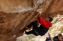 Bouldering in Hueco Tanks on 01/02/2020 with Blue Lizard Climbing and Yoga

Filename: SRM_20200102_1334330.jpg
Aperture: f/5.6
Shutter Speed: 1/250
Body: Canon EOS-1D Mark II
Lens: Canon EF 16-35mm f/2.8 L