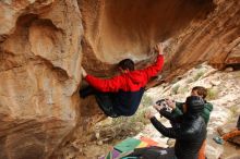 Bouldering in Hueco Tanks on 01/02/2020 with Blue Lizard Climbing and Yoga

Filename: SRM_20200102_1335100.jpg
Aperture: f/5.0
Shutter Speed: 1/250
Body: Canon EOS-1D Mark II
Lens: Canon EF 16-35mm f/2.8 L