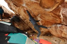 Bouldering in Hueco Tanks on 01/02/2020 with Blue Lizard Climbing and Yoga

Filename: SRM_20200102_1337300.jpg
Aperture: f/4.0
Shutter Speed: 1/250
Body: Canon EOS-1D Mark II
Lens: Canon EF 16-35mm f/2.8 L