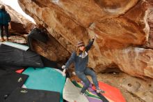 Bouldering in Hueco Tanks on 01/02/2020 with Blue Lizard Climbing and Yoga

Filename: SRM_20200102_1337302.jpg
Aperture: f/4.0
Shutter Speed: 1/250
Body: Canon EOS-1D Mark II
Lens: Canon EF 16-35mm f/2.8 L