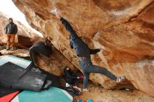 Bouldering in Hueco Tanks on 01/02/2020 with Blue Lizard Climbing and Yoga

Filename: SRM_20200102_1344041.jpg
Aperture: f/2.8
Shutter Speed: 1/250
Body: Canon EOS-1D Mark II
Lens: Canon EF 16-35mm f/2.8 L