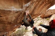 Bouldering in Hueco Tanks on 01/02/2020 with Blue Lizard Climbing and Yoga

Filename: SRM_20200102_1347170.jpg
Aperture: f/5.0
Shutter Speed: 1/250
Body: Canon EOS-1D Mark II
Lens: Canon EF 16-35mm f/2.8 L