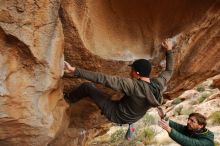 Bouldering in Hueco Tanks on 01/02/2020 with Blue Lizard Climbing and Yoga

Filename: SRM_20200102_1347320.jpg
Aperture: f/5.0
Shutter Speed: 1/250
Body: Canon EOS-1D Mark II
Lens: Canon EF 16-35mm f/2.8 L