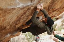 Bouldering in Hueco Tanks on 01/02/2020 with Blue Lizard Climbing and Yoga

Filename: SRM_20200102_1403180.jpg
Aperture: f/2.5
Shutter Speed: 1/250
Body: Canon EOS-1D Mark II
Lens: Canon EF 50mm f/1.8 II