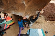 Bouldering in Hueco Tanks on 01/02/2020 with Blue Lizard Climbing and Yoga

Filename: SRM_20200102_1441030.jpg
Aperture: f/4.0
Shutter Speed: 1/250
Body: Canon EOS-1D Mark II
Lens: Canon EF 16-35mm f/2.8 L