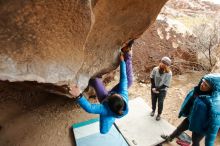 Bouldering in Hueco Tanks on 01/02/2020 with Blue Lizard Climbing and Yoga

Filename: SRM_20200102_1453370.jpg
Aperture: f/3.5
Shutter Speed: 1/250
Body: Canon EOS-1D Mark II
Lens: Canon EF 16-35mm f/2.8 L