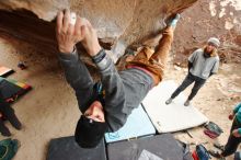 Bouldering in Hueco Tanks on 01/02/2020 with Blue Lizard Climbing and Yoga

Filename: SRM_20200102_1454450.jpg
Aperture: f/2.8
Shutter Speed: 1/250
Body: Canon EOS-1D Mark II
Lens: Canon EF 16-35mm f/2.8 L