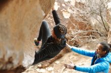 Bouldering in Hueco Tanks on 01/02/2020 with Blue Lizard Climbing and Yoga

Filename: SRM_20200102_1506060.jpg
Aperture: f/2.8
Shutter Speed: 1/250
Body: Canon EOS-1D Mark II
Lens: Canon EF 50mm f/1.8 II