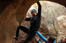 Bouldering in Hueco Tanks on 01/02/2020 with Blue Lizard Climbing and Yoga

Filename: SRM_20200102_1506140.jpg
Aperture: f/4.5
Shutter Speed: 1/250
Body: Canon EOS-1D Mark II
Lens: Canon EF 50mm f/1.8 II
