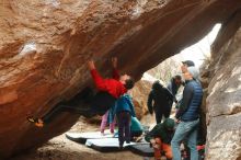 Bouldering in Hueco Tanks on 01/02/2020 with Blue Lizard Climbing and Yoga

Filename: SRM_20200102_1513270.jpg
Aperture: f/3.2
Shutter Speed: 1/250
Body: Canon EOS-1D Mark II
Lens: Canon EF 50mm f/1.8 II