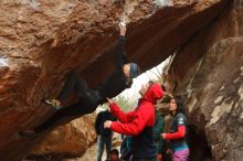 Bouldering in Hueco Tanks on 01/02/2020 with Blue Lizard Climbing and Yoga

Filename: SRM_20200102_1534370.jpg
Aperture: f/4.0
Shutter Speed: 1/250
Body: Canon EOS-1D Mark II
Lens: Canon EF 50mm f/1.8 II