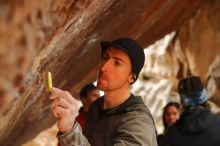 Bouldering in Hueco Tanks on 01/02/2020 with Blue Lizard Climbing and Yoga

Filename: SRM_20200102_1547400.jpg
Aperture: f/2.8
Shutter Speed: 1/250
Body: Canon EOS-1D Mark II
Lens: Canon EF 50mm f/1.8 II