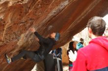 Bouldering in Hueco Tanks on 01/02/2020 with Blue Lizard Climbing and Yoga

Filename: SRM_20200102_1601480.jpg
Aperture: f/3.2
Shutter Speed: 1/250
Body: Canon EOS-1D Mark II
Lens: Canon EF 50mm f/1.8 II