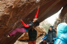 Bouldering in Hueco Tanks on 01/02/2020 with Blue Lizard Climbing and Yoga

Filename: SRM_20200102_1608121.jpg
Aperture: f/4.0
Shutter Speed: 1/250
Body: Canon EOS-1D Mark II
Lens: Canon EF 50mm f/1.8 II