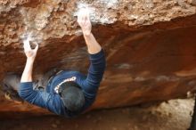Bouldering in Hueco Tanks on 01/02/2020 with Blue Lizard Climbing and Yoga

Filename: SRM_20200102_1634480.jpg
Aperture: f/2.8
Shutter Speed: 1/250
Body: Canon EOS-1D Mark II
Lens: Canon EF 50mm f/1.8 II