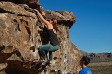 Bouldering in Hueco Tanks on 01/05/2020 with Blue Lizard Climbing and Yoga

Filename: SRM_20200105_1103560.jpg
Aperture: f/7.1
Shutter Speed: 1/400
Body: Canon EOS-1D Mark II
Lens: Canon EF 50mm f/1.8 II