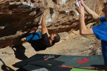 Bouldering in Hueco Tanks on 01/05/2020 with Blue Lizard Climbing and Yoga

Filename: SRM_20200105_1104060.jpg
Aperture: f/5.6
Shutter Speed: 1/400
Body: Canon EOS-1D Mark II
Lens: Canon EF 50mm f/1.8 II