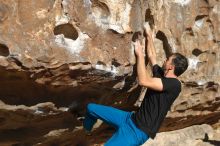 Bouldering in Hueco Tanks on 01/05/2020 with Blue Lizard Climbing and Yoga

Filename: SRM_20200105_1106590.jpg
Aperture: f/3.2
Shutter Speed: 1/1000
Body: Canon EOS-1D Mark II
Lens: Canon EF 50mm f/1.8 II