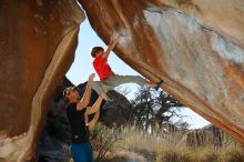 Bouldering in Hueco Tanks on 01/05/2020 with Blue Lizard Climbing and Yoga

Filename: SRM_20200105_1200010.jpg
Aperture: f/8.0
Shutter Speed: 1/250
Body: Canon EOS-1D Mark II
Lens: Canon EF 16-35mm f/2.8 L