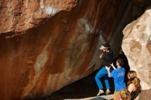 Bouldering in Hueco Tanks on 01/05/2020 with Blue Lizard Climbing and Yoga

Filename: SRM_20200105_1206170.jpg
Aperture: f/8.0
Shutter Speed: 1/250
Body: Canon EOS-1D Mark II
Lens: Canon EF 16-35mm f/2.8 L