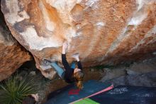 Bouldering in Hueco Tanks on 01/05/2020 with Blue Lizard Climbing and Yoga

Filename: SRM_20200105_1314550.jpg
Aperture: f/4.0
Shutter Speed: 1/250
Body: Canon EOS-1D Mark II
Lens: Canon EF 16-35mm f/2.8 L