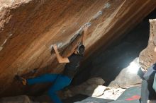 Bouldering in Hueco Tanks on 01/05/2020 with Blue Lizard Climbing and Yoga

Filename: SRM_20200105_1425020.jpg
Aperture: f/4.5
Shutter Speed: 1/250
Body: Canon EOS-1D Mark II
Lens: Canon EF 50mm f/1.8 II