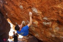 Bouldering in Hueco Tanks on 01/05/2020 with Blue Lizard Climbing and Yoga

Filename: SRM_20200105_1444180.jpg
Aperture: f/5.0
Shutter Speed: 1/250
Body: Canon EOS-1D Mark II
Lens: Canon EF 16-35mm f/2.8 L