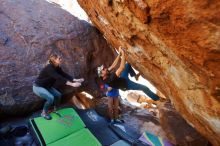 Bouldering in Hueco Tanks on 01/05/2020 with Blue Lizard Climbing and Yoga

Filename: SRM_20200105_1449161.jpg
Aperture: f/4.0
Shutter Speed: 1/250
Body: Canon EOS-1D Mark II
Lens: Canon EF 16-35mm f/2.8 L