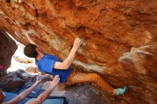 Bouldering in Hueco Tanks on 01/05/2020 with Blue Lizard Climbing and Yoga

Filename: SRM_20200105_1458080.jpg
Aperture: f/4.5
Shutter Speed: 1/250
Body: Canon EOS-1D Mark II
Lens: Canon EF 16-35mm f/2.8 L