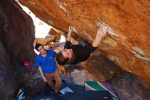 Bouldering in Hueco Tanks on 01/05/2020 with Blue Lizard Climbing and Yoga

Filename: SRM_20200105_1522441.jpg
Aperture: f/5.0
Shutter Speed: 1/250
Body: Canon EOS-1D Mark II
Lens: Canon EF 16-35mm f/2.8 L