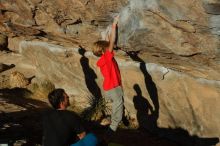 Bouldering in Hueco Tanks on 01/05/2020 with Blue Lizard Climbing and Yoga

Filename: SRM_20200105_1659440.jpg
Aperture: f/6.3
Shutter Speed: 1/500
Body: Canon EOS-1D Mark II
Lens: Canon EF 50mm f/1.8 II