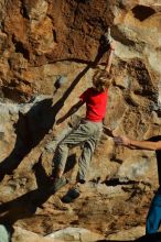 Bouldering in Hueco Tanks on 01/05/2020 with Blue Lizard Climbing and Yoga

Filename: SRM_20200105_1720481.jpg
Aperture: f/3.2
Shutter Speed: 1/1250
Body: Canon EOS-1D Mark II
Lens: Canon EF 50mm f/1.8 II