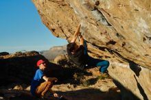 Bouldering in Hueco Tanks on 01/05/2020 with Blue Lizard Climbing and Yoga

Filename: SRM_20200105_1725120.jpg
Aperture: f/4.5
Shutter Speed: 1/1000
Body: Canon EOS-1D Mark II
Lens: Canon EF 50mm f/1.8 II