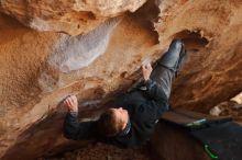 Bouldering in Hueco Tanks on 01/04/2020 with Blue Lizard Climbing and Yoga

Filename: SRM_20200104_1304400.jpg
Aperture: f/3.5
Shutter Speed: 1/250
Body: Canon EOS-1D Mark II
Lens: Canon EF 50mm f/1.8 II