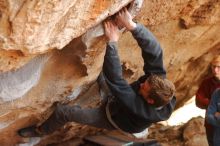 Bouldering in Hueco Tanks on 01/04/2020 with Blue Lizard Climbing and Yoga

Filename: SRM_20200104_1304550.jpg
Aperture: f/3.2
Shutter Speed: 1/250
Body: Canon EOS-1D Mark II
Lens: Canon EF 50mm f/1.8 II