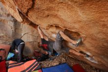 Bouldering in Hueco Tanks on 01/04/2020 with Blue Lizard Climbing and Yoga

Filename: SRM_20200104_1312080.jpg
Aperture: f/5.0
Shutter Speed: 1/200
Body: Canon EOS-1D Mark II
Lens: Canon EF 16-35mm f/2.8 L