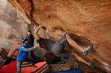 Bouldering in Hueco Tanks on 01/04/2020 with Blue Lizard Climbing and Yoga

Filename: SRM_20200104_1312160.jpg
Aperture: f/5.6
Shutter Speed: 1/200
Body: Canon EOS-1D Mark II
Lens: Canon EF 16-35mm f/2.8 L