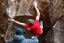 Bouldering in Hueco Tanks on 01/04/2020 with Blue Lizard Climbing and Yoga

Filename: SRM_20200104_1515590.jpg
Aperture: f/2.2
Shutter Speed: 1/250
Body: Canon EOS-1D Mark II
Lens: Canon EF 50mm f/1.8 II