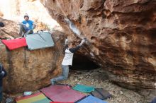 Bouldering in Hueco Tanks on 01/04/2020 with Blue Lizard Climbing and Yoga

Filename: SRM_20200104_1600450.jpg
Aperture: f/3.2
Shutter Speed: 1/250
Body: Canon EOS-1D Mark II
Lens: Canon EF 16-35mm f/2.8 L