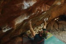 Bouldering in Hueco Tanks on 01/04/2020 with Blue Lizard Climbing and Yoga

Filename: SRM_20200104_1726561.jpg
Aperture: f/2.5
Shutter Speed: 1/200
Body: Canon EOS-1D Mark II
Lens: Canon EF 50mm f/1.8 II