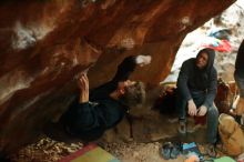 Bouldering in Hueco Tanks on 01/04/2020 with Blue Lizard Climbing and Yoga

Filename: SRM_20200104_1752480.jpg
Aperture: f/2.5
Shutter Speed: 1/200
Body: Canon EOS-1D Mark II
Lens: Canon EF 50mm f/1.8 II