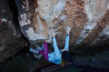 Bouldering in Hueco Tanks on 01/08/2020 with Blue Lizard Climbing and Yoga

Filename: SRM_20200108_1043490.jpg
Aperture: f/6.3
Shutter Speed: 1/250
Body: Canon EOS-1D Mark II
Lens: Canon EF 16-35mm f/2.8 L