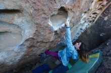 Bouldering in Hueco Tanks on 01/08/2020 with Blue Lizard Climbing and Yoga

Filename: SRM_20200108_1050551.jpg
Aperture: f/5.0
Shutter Speed: 1/250
Body: Canon EOS-1D Mark II
Lens: Canon EF 16-35mm f/2.8 L