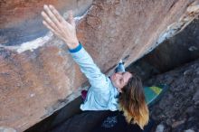 Bouldering in Hueco Tanks on 01/08/2020 with Blue Lizard Climbing and Yoga

Filename: SRM_20200108_1051390.jpg
Aperture: f/5.0
Shutter Speed: 1/250
Body: Canon EOS-1D Mark II
Lens: Canon EF 16-35mm f/2.8 L