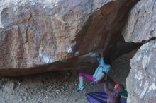 Bouldering in Hueco Tanks on 01/08/2020 with Blue Lizard Climbing and Yoga

Filename: SRM_20200108_1121120.jpg
Aperture: f/4.0
Shutter Speed: 1/250
Body: Canon EOS-1D Mark II
Lens: Canon EF 50mm f/1.8 II