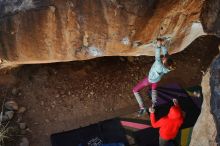 Bouldering in Hueco Tanks on 01/08/2020 with Blue Lizard Climbing and Yoga

Filename: SRM_20200108_1138310.jpg
Aperture: f/5.6
Shutter Speed: 1/250
Body: Canon EOS-1D Mark II
Lens: Canon EF 50mm f/1.8 II