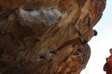 Bouldering in Hueco Tanks on 01/08/2020 with Blue Lizard Climbing and Yoga

Filename: SRM_20200108_1327140.jpg
Aperture: f/10.0
Shutter Speed: 1/500
Body: Canon EOS-1D Mark II
Lens: Canon EF 50mm f/1.8 II